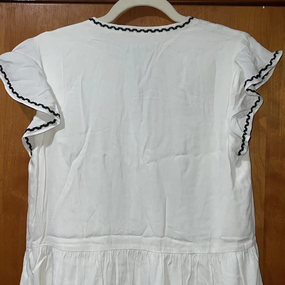 Ann Taylor White Black Embroidered Midi Dress Size MP - Picture 9 of 10